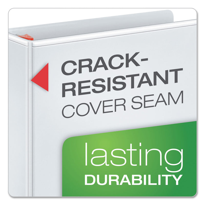 Cardinal XtraLife ClearVue Non-Stick Locking Slant-D Ring Binder, 3 Rings, 1" Capacity, 11 x 8.5, White