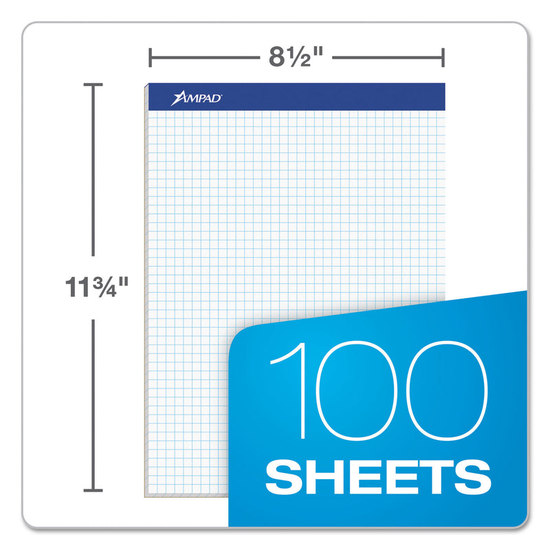 Ampad Quad Double Sheet Pad, Quadrille Rule (4 sq/in), 100 White 8.5 x 11.75 Sheets