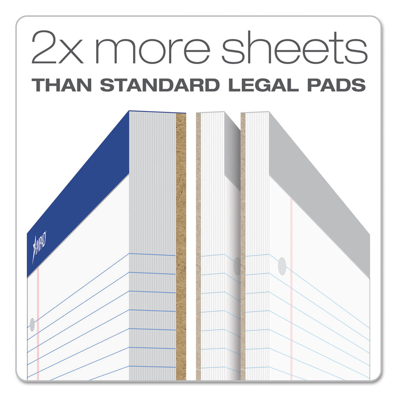 Ampad Double Sheet Pads, Wide/Legal Rule, 100 White 8.5 x 11.75 Sheets