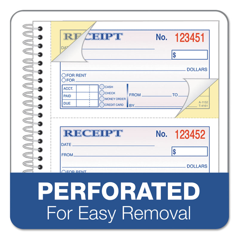 Adams Two-Part Rent Receipt Book, Two-Part Carbonless, 2.75 x 4.75, 4/Page, 200 Forms