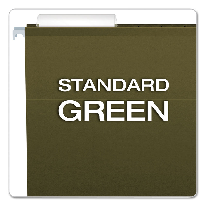 Pendaflex Reinforced Hanging File Folders with Printable Tab Inserts, Legal Size, 1/3-Cut Tabs, Standard Green, 25/Box