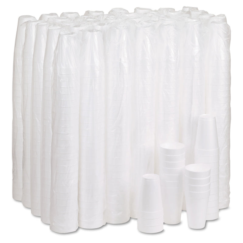 Dart Foam Drink Cups, 16 oz, White, 25/Bag, 40 Bags/Carton