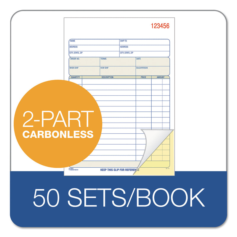 TOPS Sales Order Book, Two-Part Carbonless, 5.56 x 7.94, 1/Page, 50 Forms