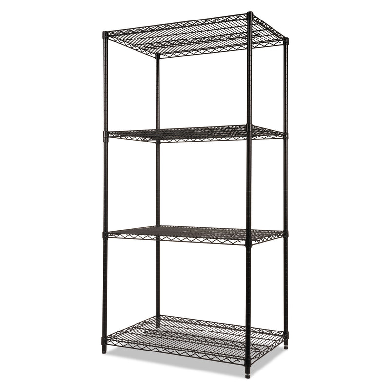 Alera NSF Certified Industrial Four-Shelf Wire Shelving Kit, 36w x 24d x 72h, Black