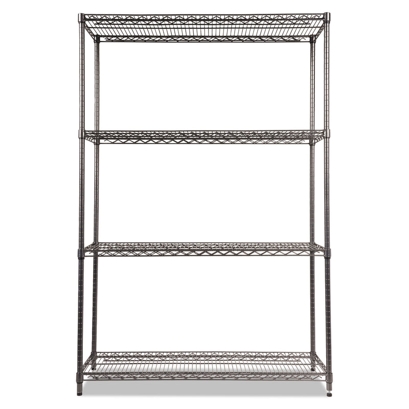 Alera Wire Shelving Starter Kit, Four-Shelf, 48w x 18d x 72h, Black Anthracite