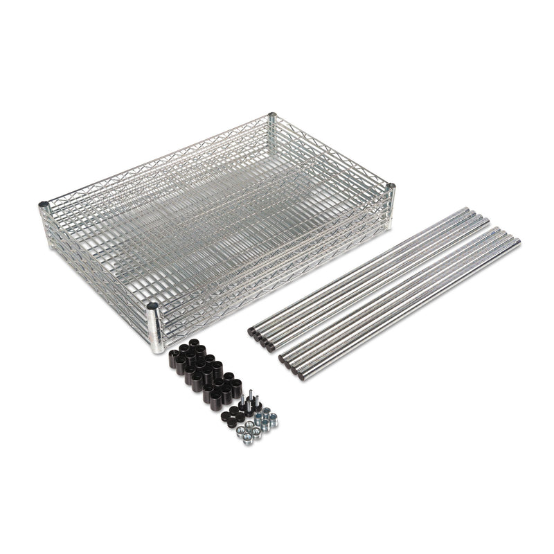 Alera NSF Certified Industrial Four-Shelf Wire Shelving Kit, 48w x 24d x 72h, Silver