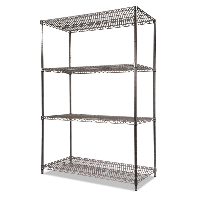 Alera Wire Shelving Starter Kit, Four-Shelf, 48w x 24d x 72h, Black Anthracite