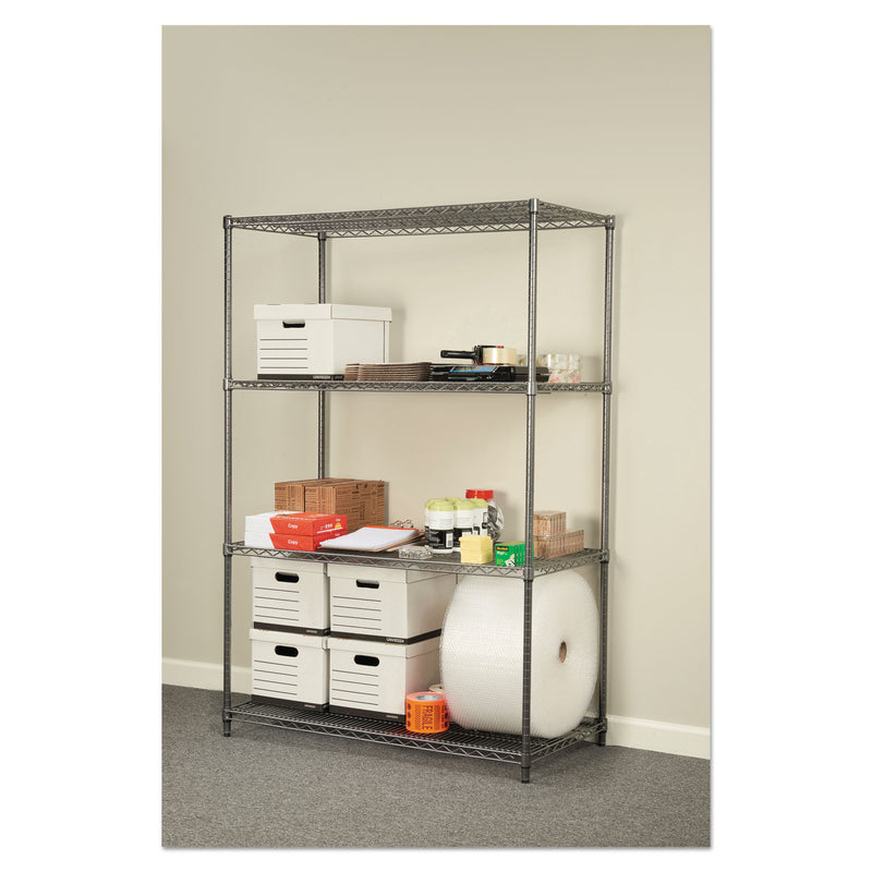 Alera Wire Shelving Starter Kit, Four-Shelf, 48w x 24d x 72h, Black Anthracite