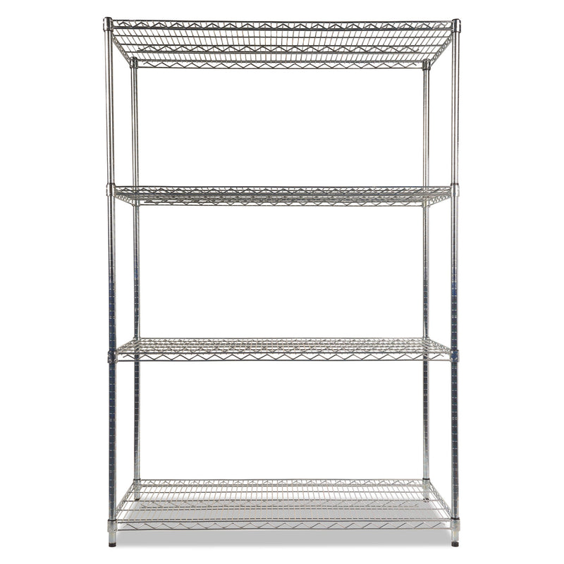 Alera NSF Certified Industrial Four-Shelf Wire Shelving Kit, 48w x 24d x 72h, Silver