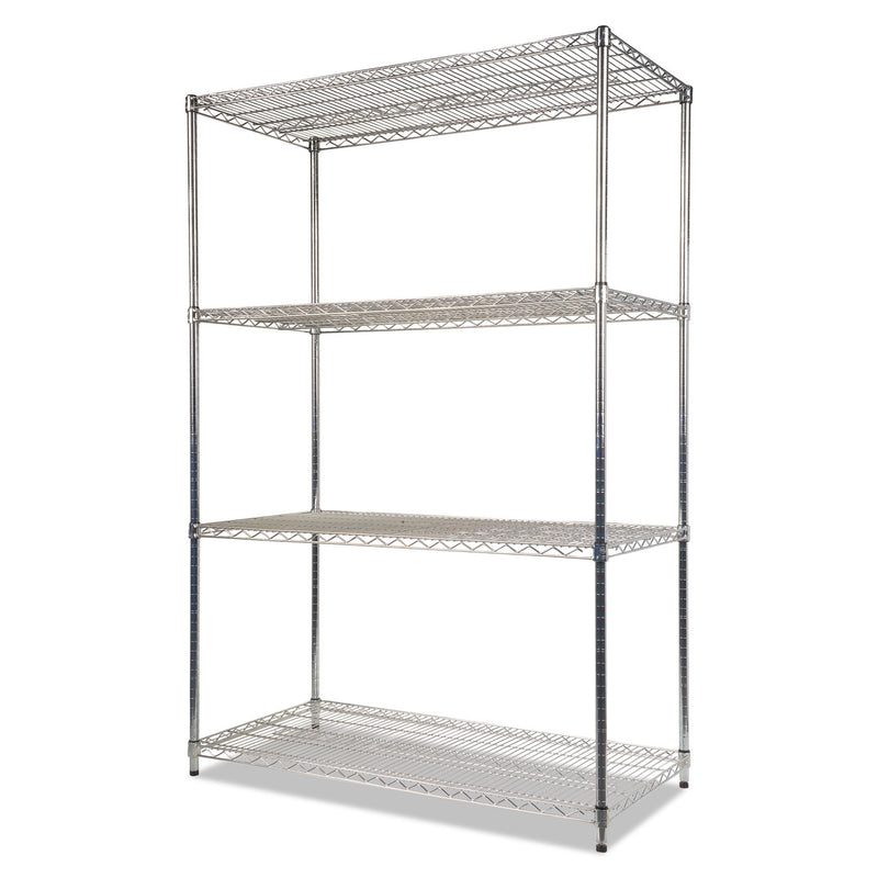 Alera NSF Certified Industrial Four-Shelf Wire Shelving Kit, 48w x 24d x 72h, Silver