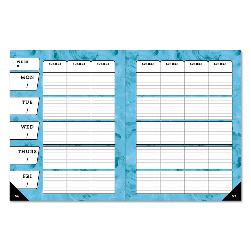 Carson-Dellosa Education Teacher Planner, Weekly/Monthly, Two-Page Spread (Seven Classes), 10.88 x 8.38, Balloon Theme, Black Cover