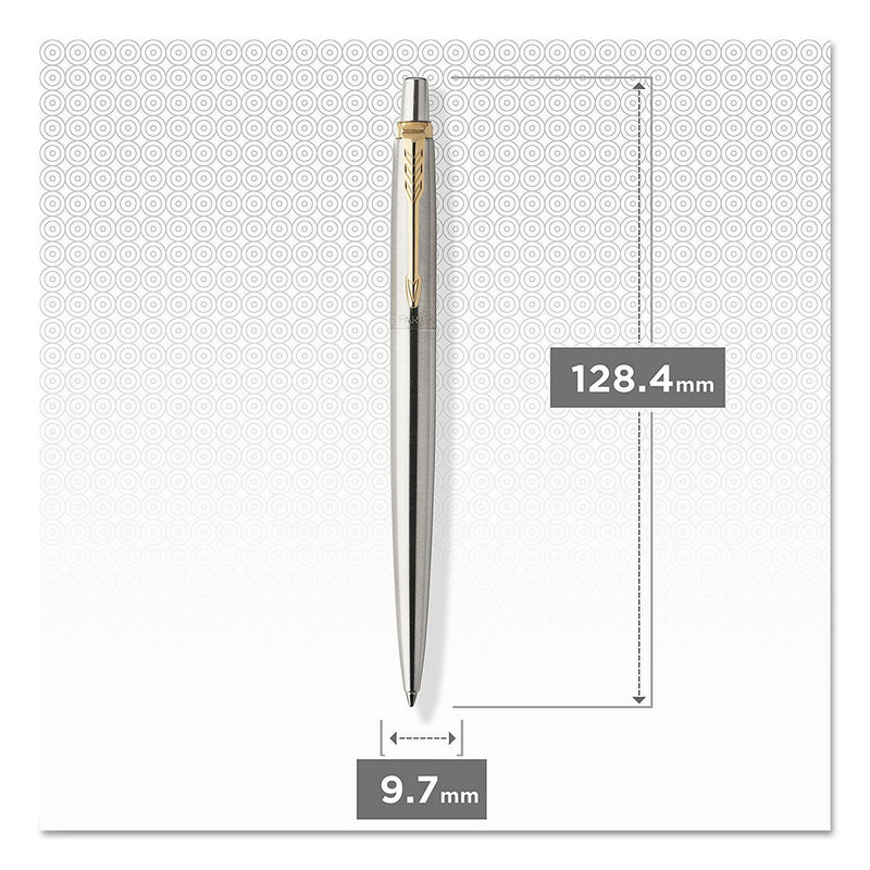 Parker Jotter Gel Pen, Retractable, Medium 0.7 mm, Black Ink, Stainless Steel Barrel