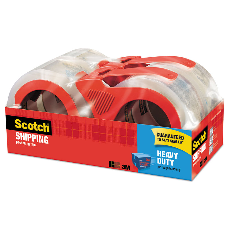 Scotch 3850 Heavy-Duty Packaging Tape with Dispenser, 3" Core, 1.88" x 54.6 yds, Clear, 4/Pack