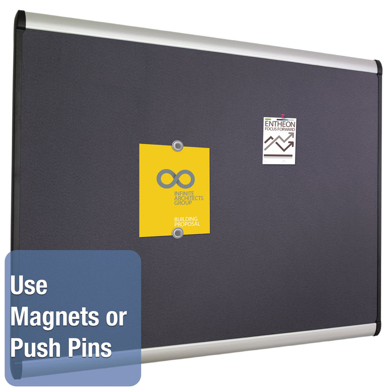 Quartet Prestige Plus Magnetic Fabric Bulletin Board, 48 x 36, Aluminum Frame