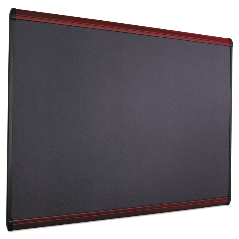 Quartet Prestige Plus Magnetic Fabric Bulletin Board, 72 x 48, Mahogany Frame