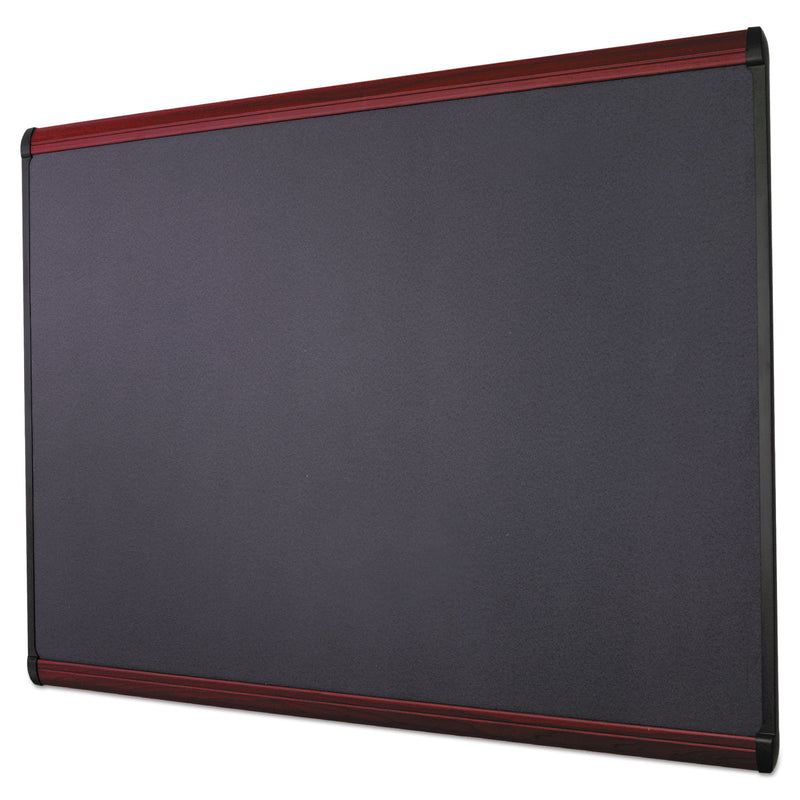 Quartet Prestige Plus Magnetic Fabric Bulletin Board, 72 x 48, Mahogany Frame