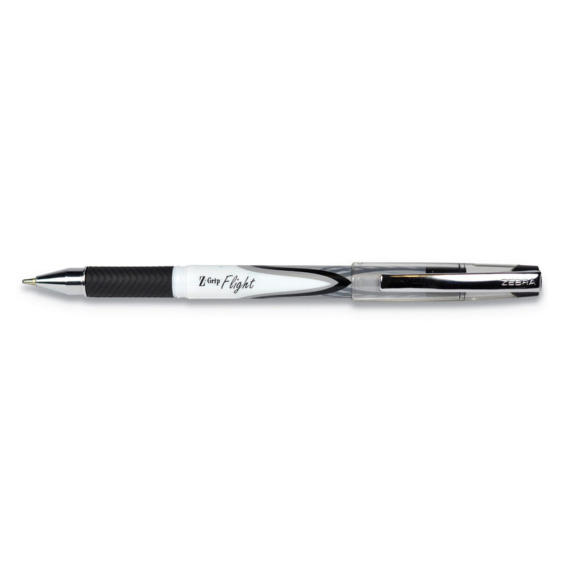 Zebra Z-Grip Flight Ballpoint Pen, Stick, Bold 1.2 mm, Black Ink, White/Black Fashion Accents Barrel, 12/Pack