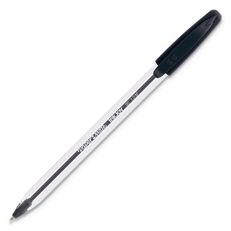 Paper Mate InkJoy 50ST Ballpoint Pen, Stick, Medium 1 mm, Black Ink, Clear Barrel, Dozen