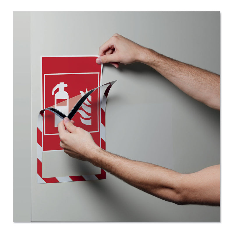 Durable DURAFRAME Security Magnetic Sign Holder, 8.5 x 11, Red/White Frame, 2/Pack