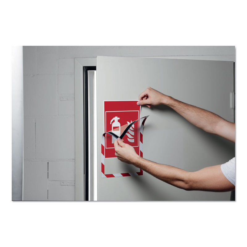 Durable DURAFRAME Security Magnetic Sign Holder, 8.5 x 11, Red/White Frame, 2/Pack