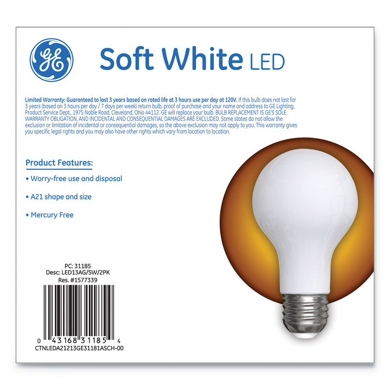 GE Classic LED Soft White Non-Dim A21, 13 W, 2/Pack