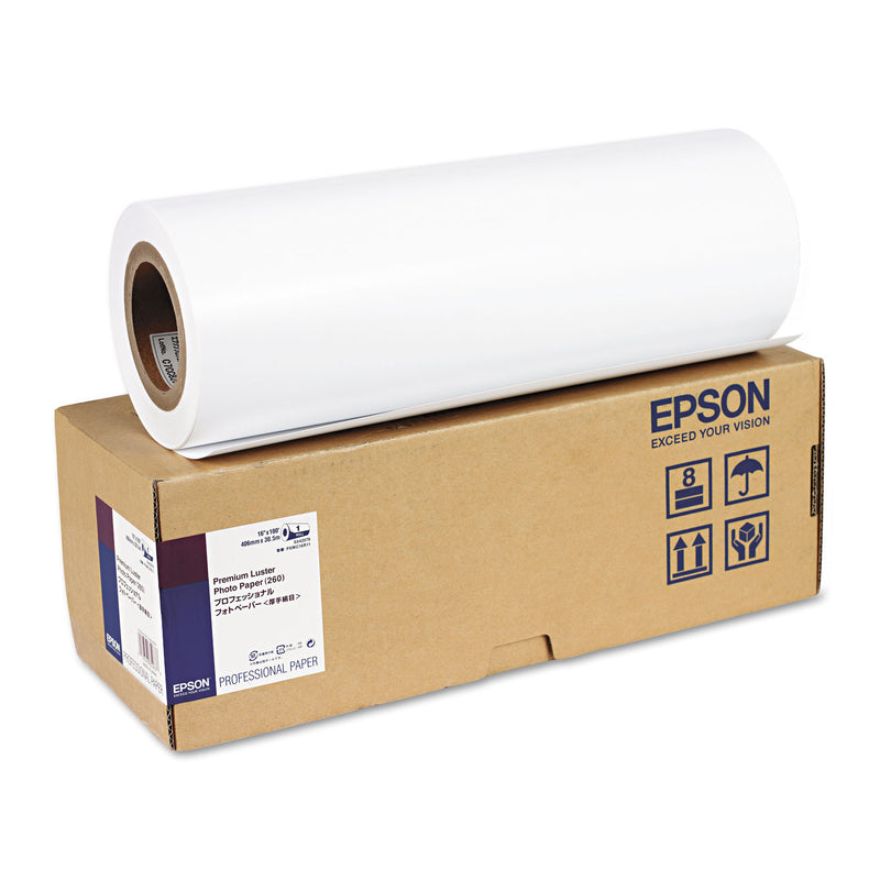 Epson Premium Luster Photo Paper, 3" Core, 10 mil, 16" x 100 ft, Premium Luster White