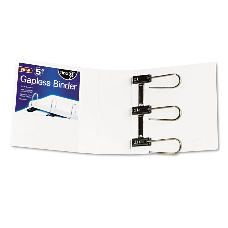 find It Gapless Loop Ring View Binder, 3 Rings, 5" Capacity, 11 x 8.5, White