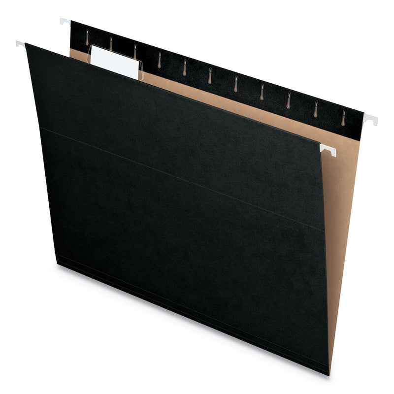 Pendaflex Colored Hanging Folders, Letter Size, 1/5-Cut Tabs, Black, 25/Box