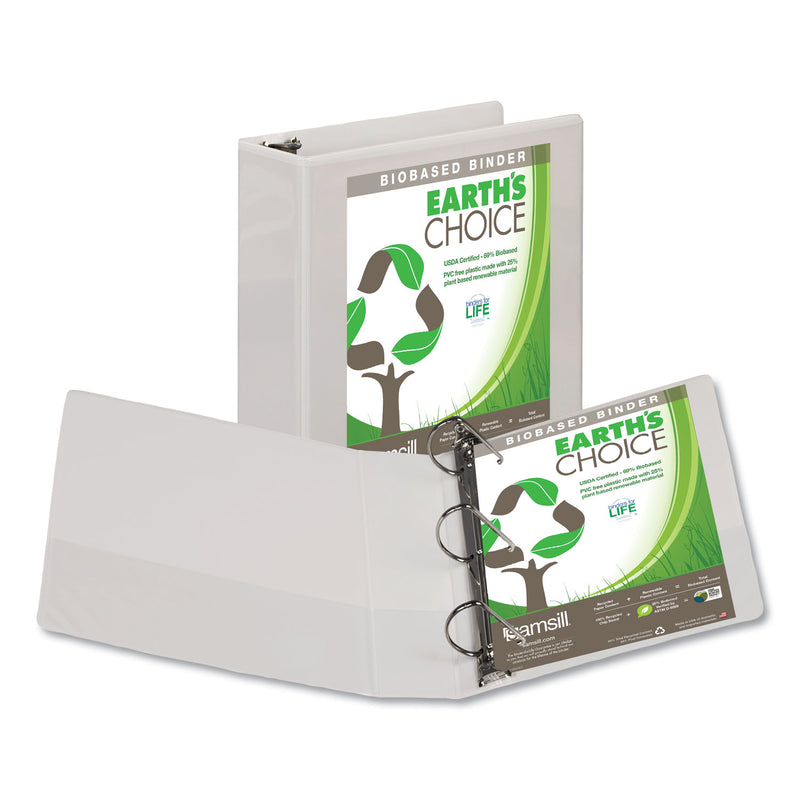 Samsill Earth's Choice Biobased D-Ring View Binder, 3 Rings, 3" Capacity, 11 x 8.5, White