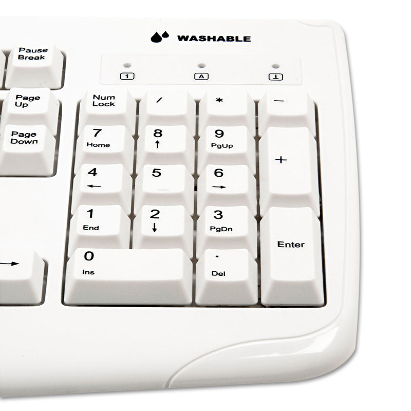 Kensington Pro Fit USB Washable Keyboard, 104 Keys, White