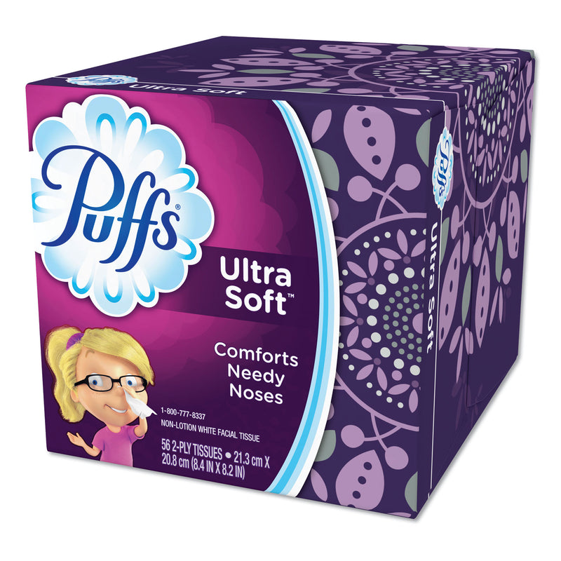 Puffs Ultra Soft Facial Tissue, 2-Ply, White, 56 Sheets/Box, 24 Boxes/Carton