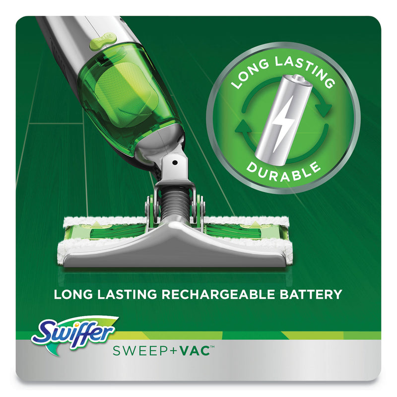 Swiffer Sweep + Vac Starter Kit with 8 Dry Cloths, 10" Cleaning Path, Green/Silver, 2 Kits/Carton