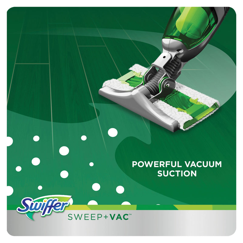 Swiffer Sweep + Vac Starter Kit with 8 Dry Cloths, 10" Cleaning Path, Green/Silver, 2 Kits/Carton