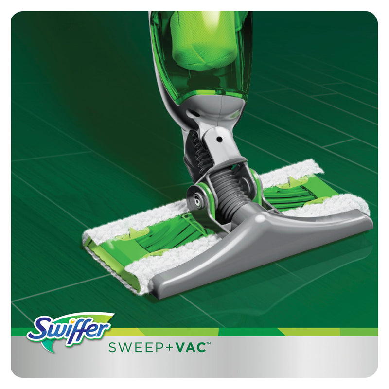 Swiffer Sweep + Vac Starter Kit with 8 Dry Cloths, 10" Cleaning Path, Green/Silver, 2 Kits/Carton