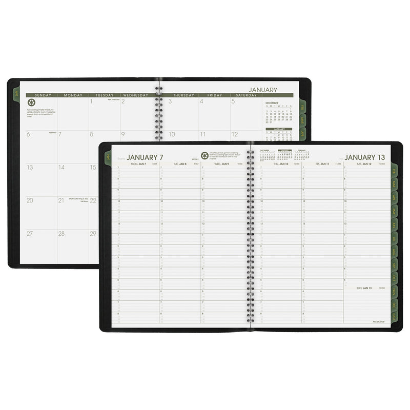 AT-A-GLANCE Recycled Weekly Vertical-Column Format Appointment Book, 11 x 8.25, Black Cover, 12-Month (Jan to Dec): 2023