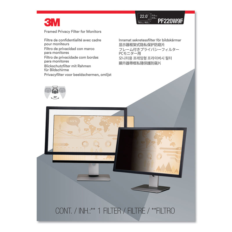 3M Framed Desktop Monitor Privacy Filter for 21.5"-22" Widescreen LCD, 16:9