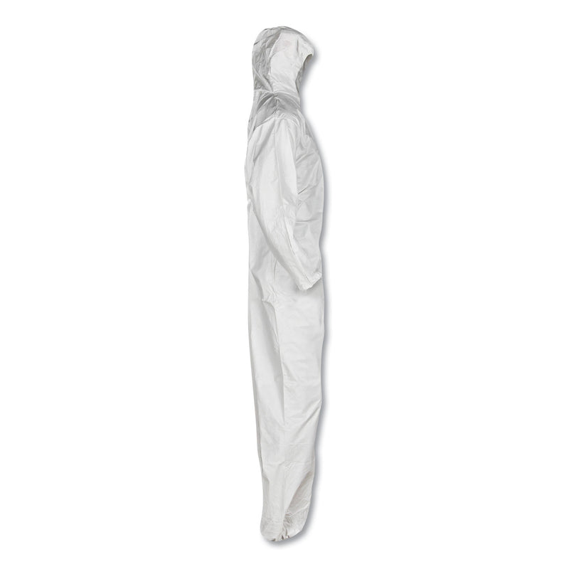 KleenGuard A30 Elastic Back and Cuff Hooded Coveralls, 3X-Large, White, 21/Carton