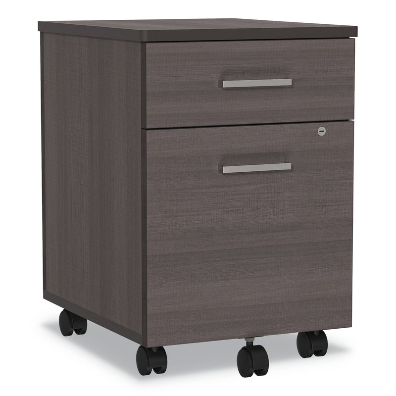 Linea Italia Trento Line Mobile Pedestal File, Left or Right, 2-Drawers: Box/File, Legal/Letter, Mocha, 16.5" x 19.75" x 23.63"