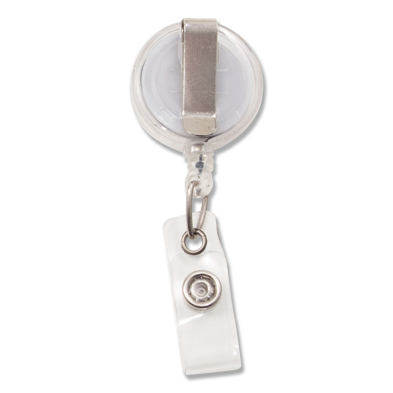 Advantus Translucent Retractable ID Card Reel, 30" Extension, Clear, 12/Pack