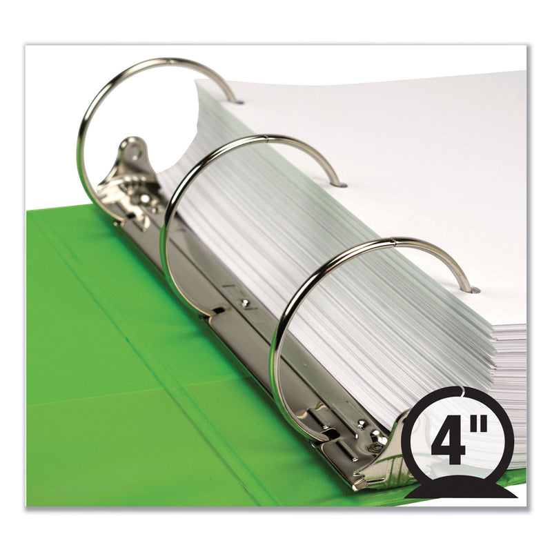 Samsill Earth's Choice Biobased Economy Round Ring View Binders, 3 Rings, 4" Capacity, 11 x 8.5, Lime