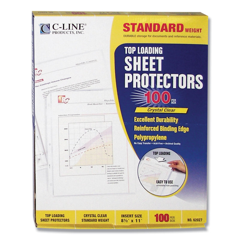 C-Line Standard Weight Polypropylene Sheet Protectors, Clear, 2", 11 x 8.5, 100/Box