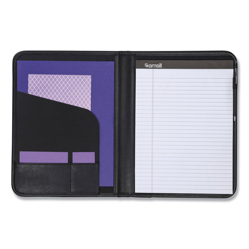 Samsill Professional Padfolio, Storage Pockets/Card Slots, Writing Pad, Black