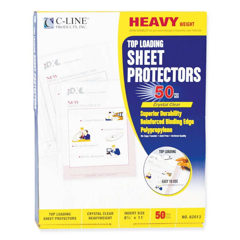 C-Line Heavyweight Polypropylene Sheet Protectors, Clear, 2", 11 x 8.5, 50/Box