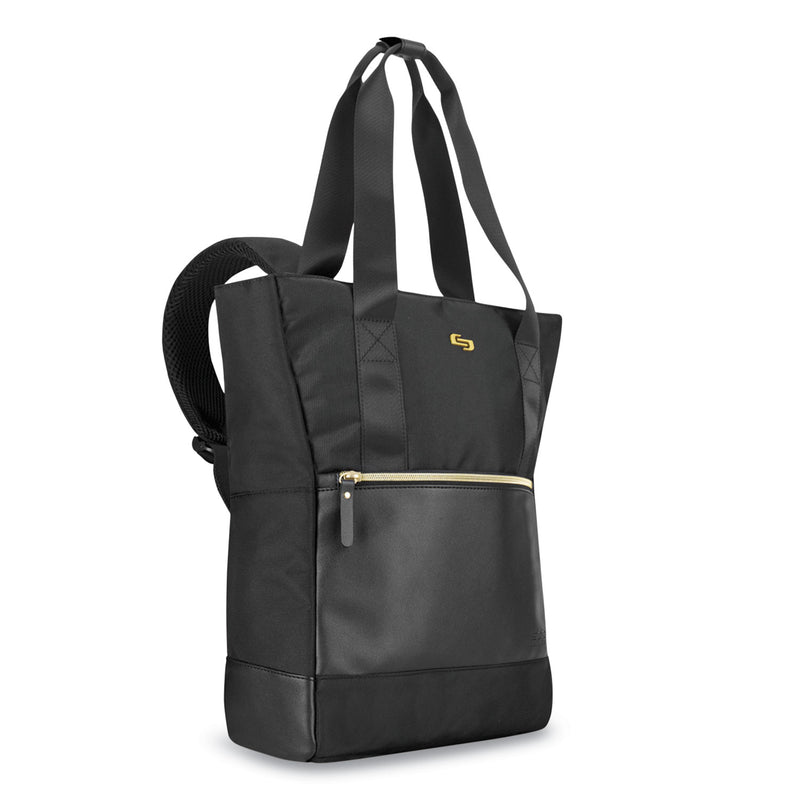 Solo Parker Hybrid Tote/Backpack, Fits Devices Up to 15.6", Polyester, 3.75 x 16.5 x 16.5, Black/Gold