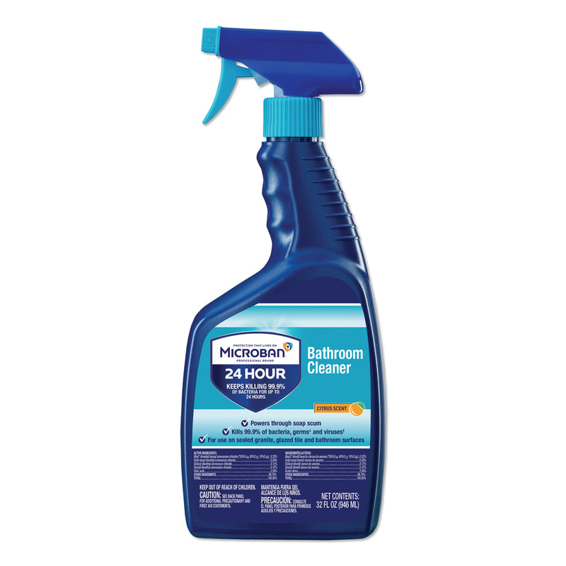 Microban 24-Hour Disinfectant Bathroom Cleaner, Citrus, 32 oz Spray Bottle, 6/Carton