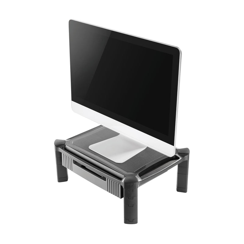 Innovera Large Monitor Stand with Cable Management and Drawer, 18.38" x 13.63" x 5", Black