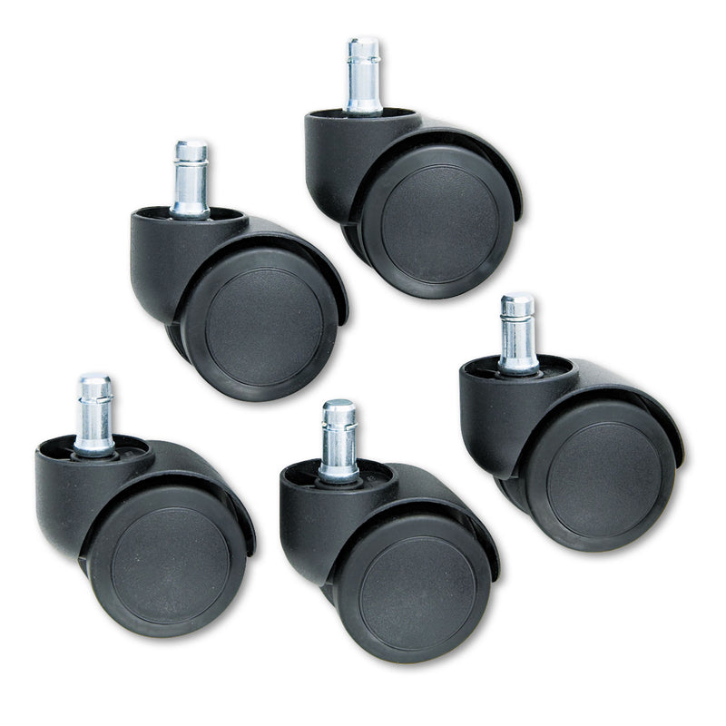 Master Caster Safety Casters, Oversized Neck, Grip Ring Type B Stem, 2" Soft Polyurethane Wheel, Matte Black, 5/Set