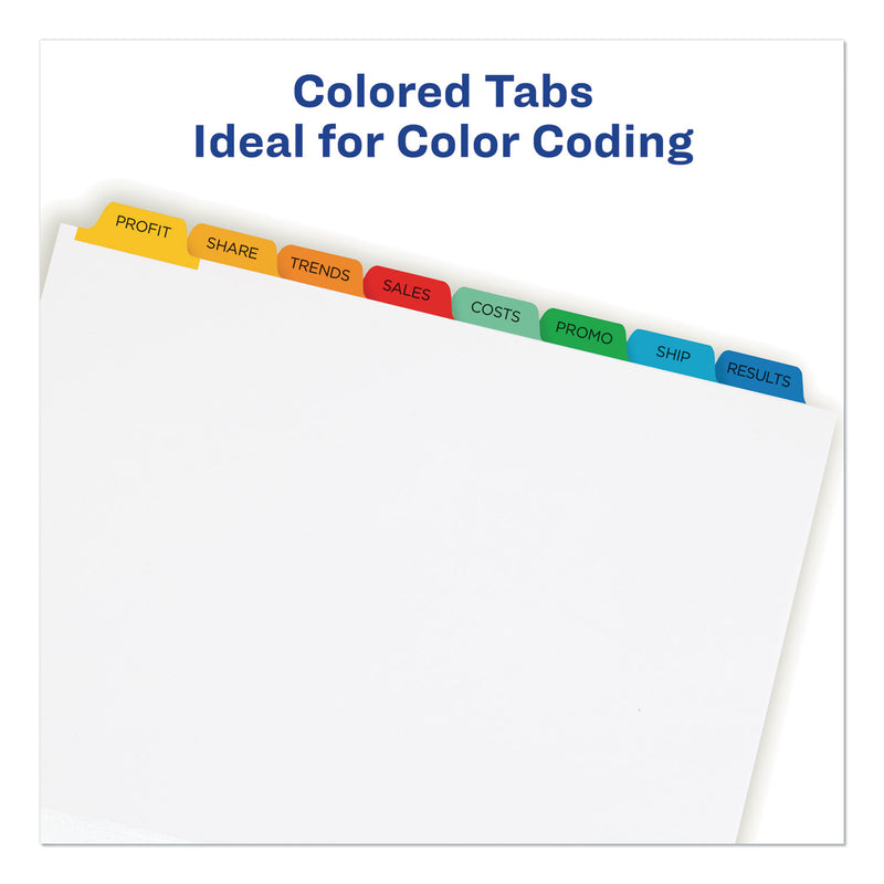 Avery Print and Apply Index Maker Clear Label Dividers, 8-Tab, Color Tabs, 11 x 8.5, White, Traditional Color Tabs, 5 Sets