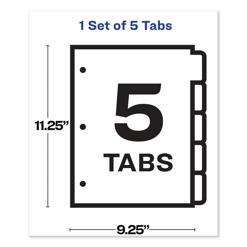 Avery Print and Apply Index Maker Clear Label Sheet Protector Dividers with White Tabs, 5-Tab, 11 x 8.5, White, 1 Set