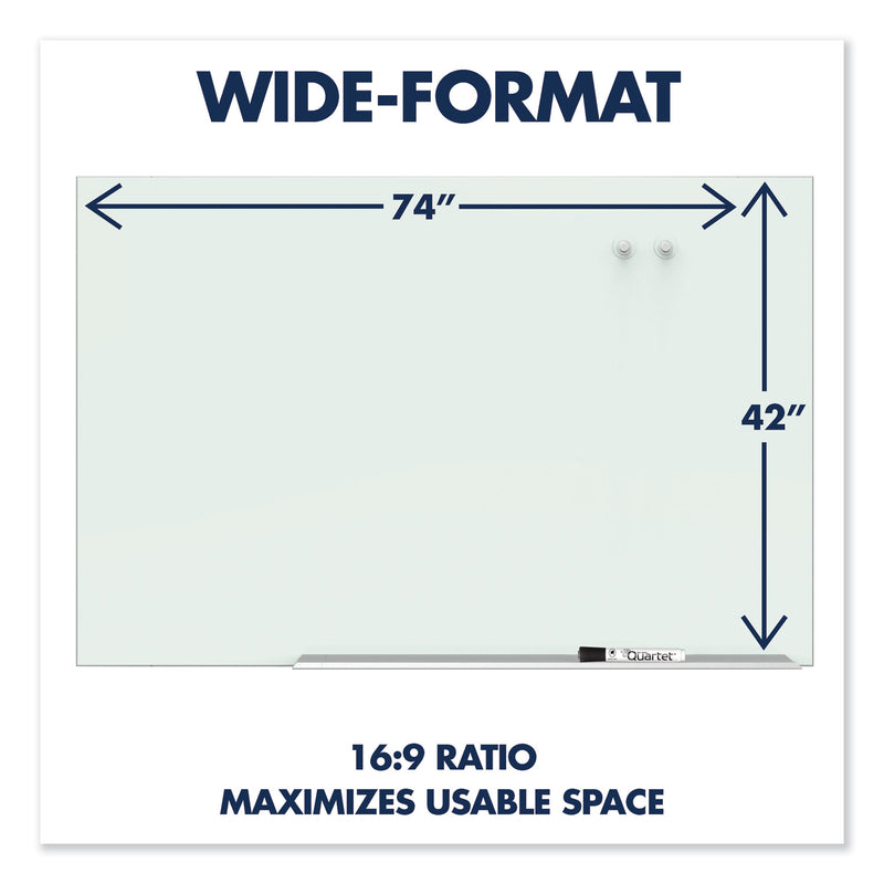 Quartet Element Framed Magnetic Glass Dry-Erase Boards, 50" x 28", Aluminum Frame